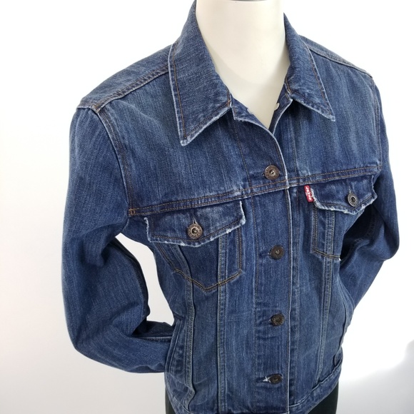 SOLD!!  VTG LEVIS M Denim Blue Jean Jacket Womens - Picture 6 of 8